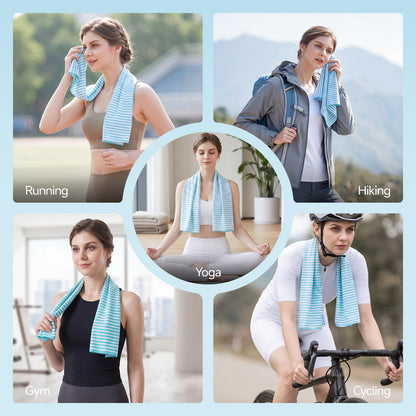 RDEKISS 4 Pack Cooling Towels for Hot Weather (40"x12"), Ice Cool Neck Towel, Soft Breathable Microfiber for Gym, Sport, Running, Yoga, Workout - Gray