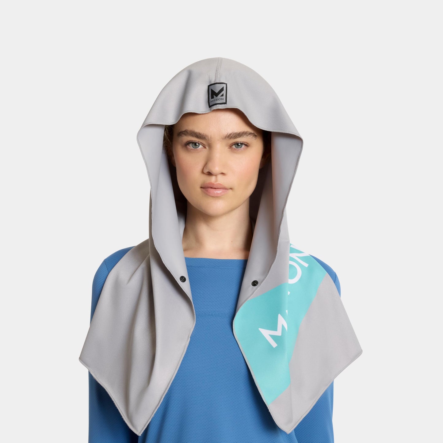 MISSION Max Plus Cooling Hoodie Towel- Hood Towel, Cools Instantly When Wet, UPF 50 Sun Protection, Contours Your Head to Stay in Place, Great for Sports, Fitness, Gym (White Camo)