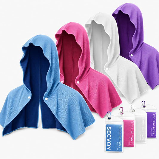 3 Pack Cooling Hoodie Towels for Neck and Face, UPF 50 Sun Protection & Instant Cooling Towels for Hot Weather, Soft Breathable Towel for Work Out, Sport, Gym, Camping & More Activities