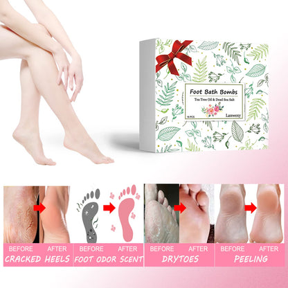 Lanwexy Bath Foot Bombs, 16 Pack Foot Soak with Bath Salt and Tea Tree Oil for Christmas. Organic Natural Handmade Aroma Pure Essential Oil Bubble Feet Balls for Foot Callus, Stubborn Feet Odor Scent.