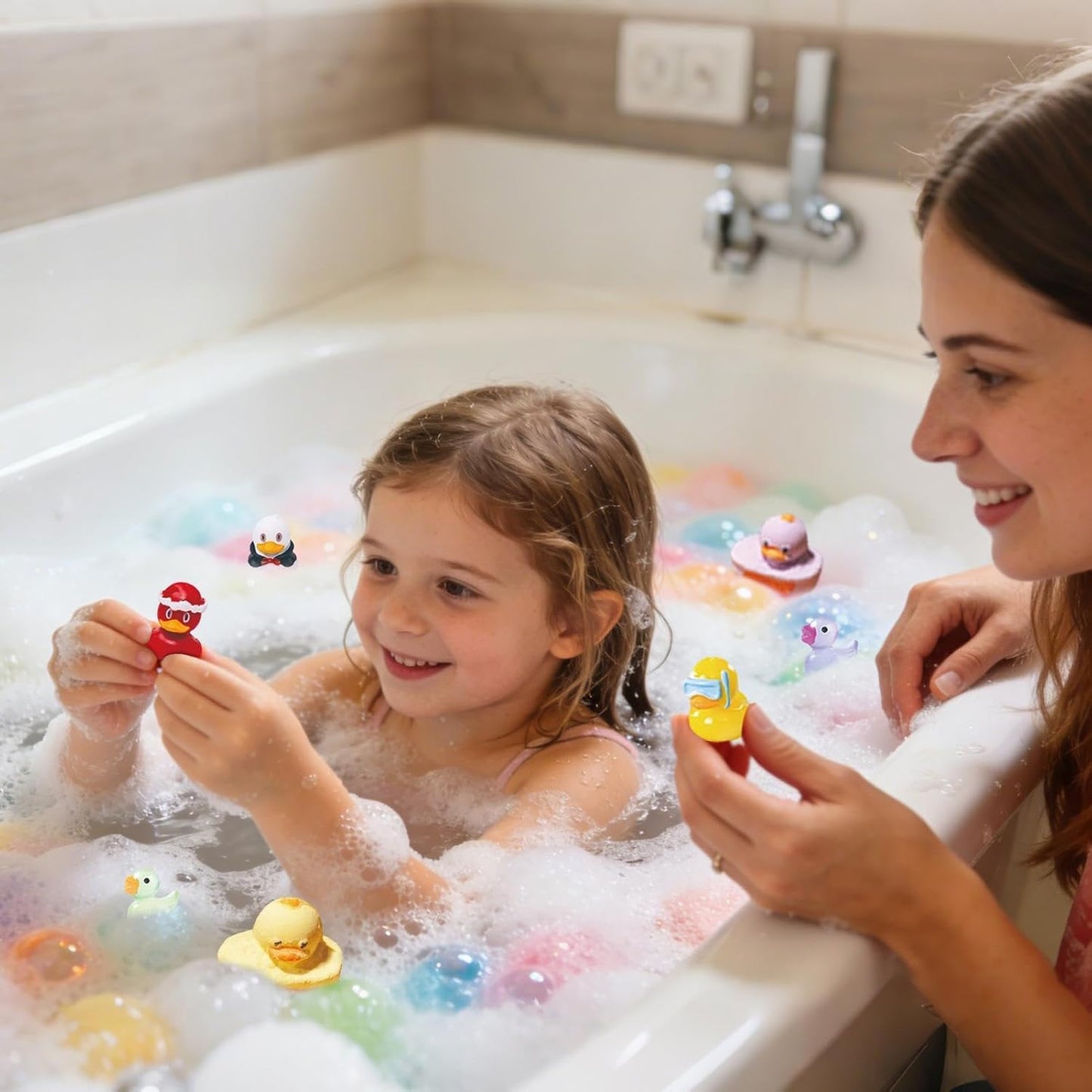 12pcs Bathbombs for Kids, Bathbombs Gift Set, Handmade Fizzy Bubble Bathbomb with Duck Toys Inside, Natural Bubble Baths Balls to Moisturize Dry Skin, Birthday Christmas Easter Gift for Girls Boys