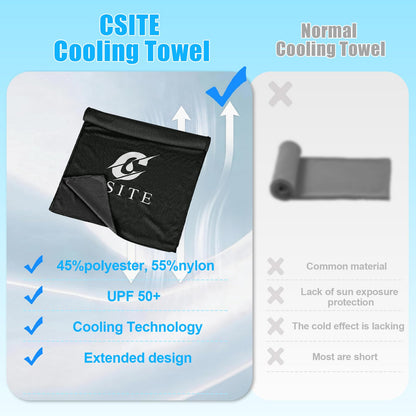 CSITE Cooling Towels (47"x12") for Neck and Face, Ice Towel for Hot Weather, Soft Breathable Chilly Gym Towels, Microfiber Towel for Work Out, Yoga, Running, Camping & More Activities（Green）