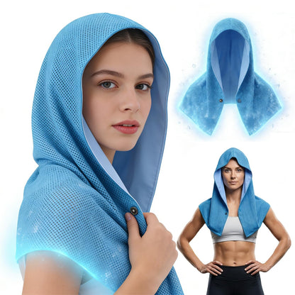 Cooling Hoodie Towels for Men and Women - Double-Layer Breathable PVA Cooling Towels for Neck and Face, Instant Cold Hooded Ice Towel for Sports, Gym, Hiking, Cycling in Hot Weather (Gray)