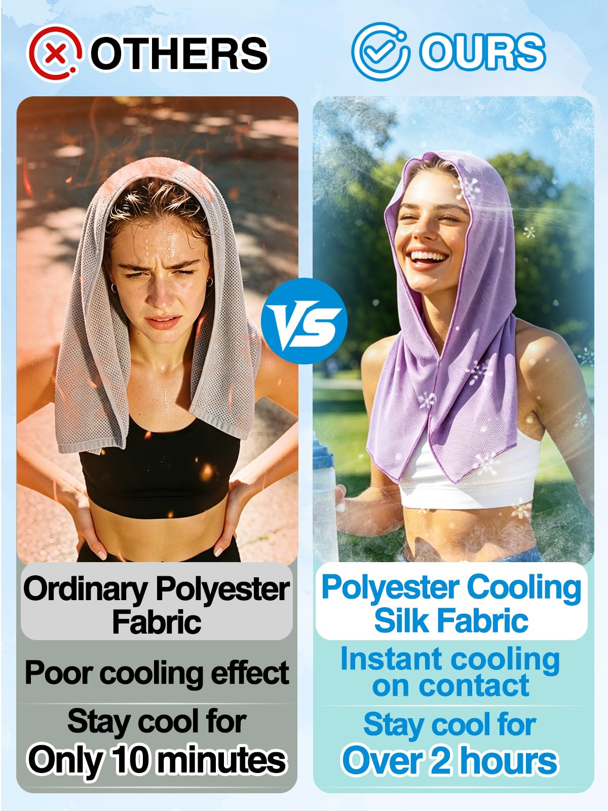 Acostop 3 Pcs Long Lasting Cooling Hoodie Towels for Neck and Face- Absorbent & Quick Drying Cooling Towel Wraps for Women, Sun Protection in Summer Extreme Heat Hot Weather (Blue, Purple, Pink)