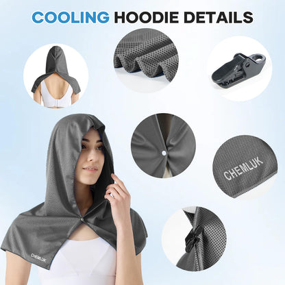 Cooling Rags for Neck: UPF50 Cooling Hoodie Towel with Case 2 Packs | Quick Dry, Chemical-free, Breathable, Soft, Portable, Cooling Towels for Face Hot Weather Workout Baseball Softball Sport