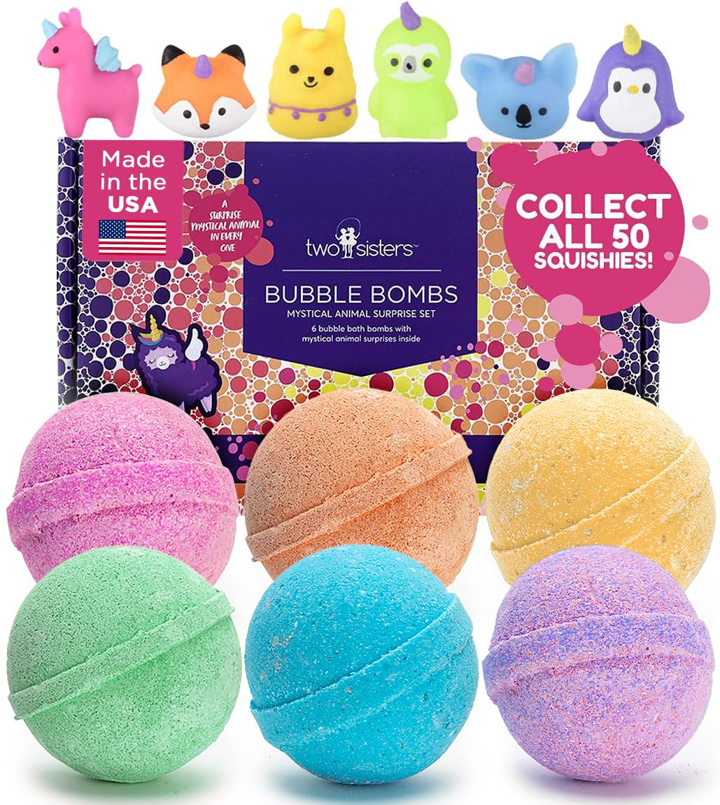 Superhero Bath Bombs for Kids with Surprise Toys Inside (6 Pack) - Large Bubble Bomb Fizzies for Boys, Girls, & Toddlers - Birthday Gift for Kids - Fruity Scent, USA Made by Two Sisters