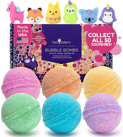 Superhero Bath Bombs for Kids with Surprise Toys Inside (6 Pack) - Large Bubble Bomb Fizzies for Boys, Girls, & Toddlers - Birthday Gift for Kids - Fruity Scent, USA Made by Two Sisters