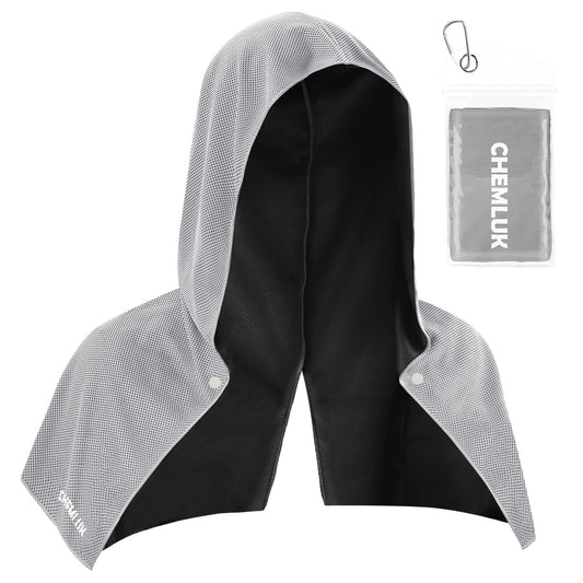Cooling Rags for Neck: UPF50 Cooling Hoodie Towel with Case 2 Packs | Quick Dry, Chemical-free, Breathable, Soft, Portable, Cooling Towels for Face Hot Weather Workout Baseball Softball Sport