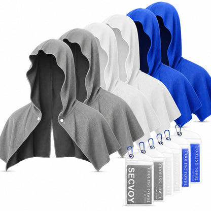 3 Pack Cooling Hoodie Towels for Neck and Face, UPF 50 Sun Protection & Instant Cooling Towels for Hot Weather, Soft Breathable Towel for Work Out, Sport, Gym, Camping & More Activities