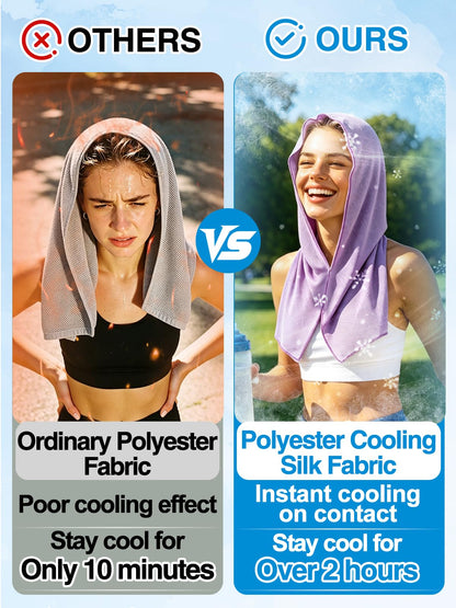 Acostop 3 Pcs Long Lasting Cooling Hoodie Towels for Neck and Face- Absorbent & Quick Drying Cooling Towel Wraps for Women, Sun Protection in Summer Extreme Heat Hot Weather (Blue, Purple, Pink)