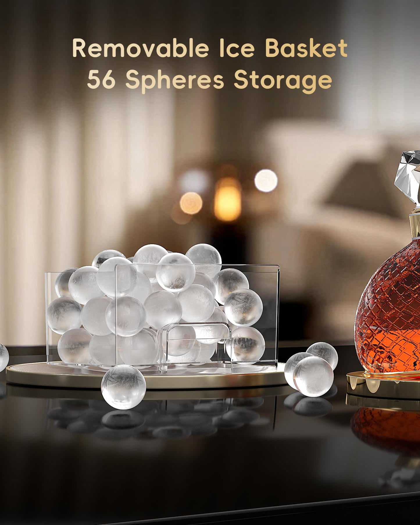ecozy 2" Clear Ice Ball Maker Countertop with CrystalFlux Technology, 4 pcs in 40 Mins, 144 pcs/Day, Sphere Ice Maker with Automatic Water Supply, Self-Cleaning, Enhanced Insulation for Whiskey Bar