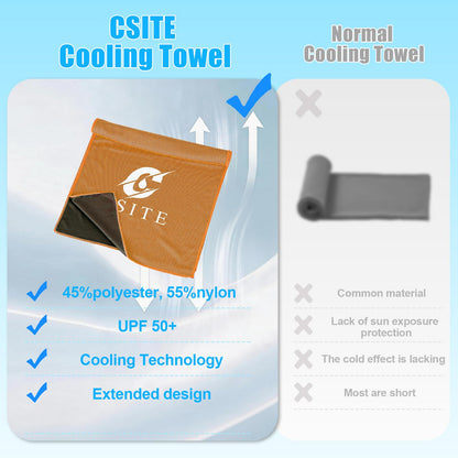 CSITE Cooling Towels (47"x12") for Neck and Face, Ice Towel for Hot Weather, Soft Breathable Chilly Gym Towels, Microfiber Towel for Work Out, Yoga, Running, Camping & More Activities（Green）