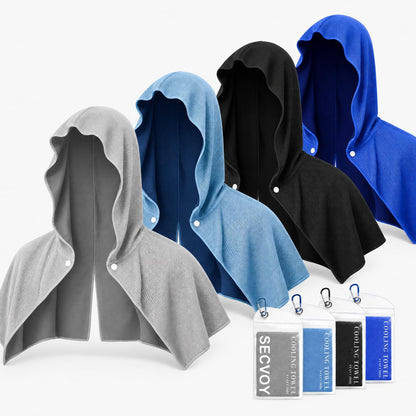 3 Pack Cooling Hoodie Towels for Neck and Face, UPF 50 Sun Protection & Instant Cooling Towels for Hot Weather, Soft Breathable Towel for Work Out, Sport, Gym, Camping & More Activities
