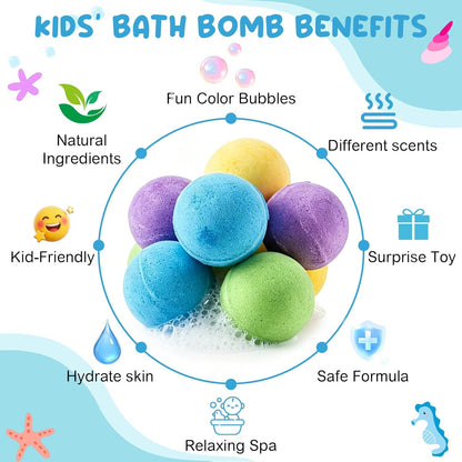 12 PCS Natural Bath Bombs, 2026 Upgrade Play Fizz Bath Bombs Gift Set with 12 Different Fragrances, Ocean Theme Bath Fizzies, Sea Salt Color Changing Spa Easter Bath Balls