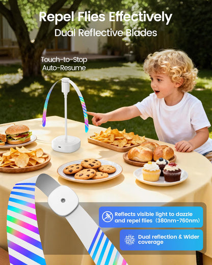 Edvision 4 Pack Food Table Fan, 2000mAh USB Powered Rechargeable Food Fan, Portable Fan with Flexible Goose-Neck and Soft Blades for BBQ, Patio, Party