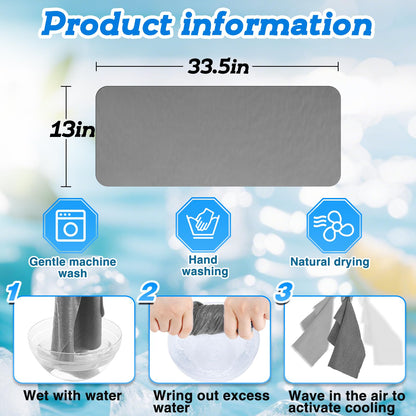 Cosweet PVA Cooling Towels - Quick Chilly Gym Towel Lasts 5 Hours for Neck and Face Hot Weather, Highly Absorbent, UPF 50+ for Outdoor Workout Sports Golf (2Pcs 33.5" x 13", Grey)