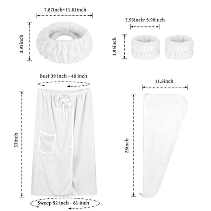 Towel Wrap Women Shower Robe Adjustable Closure Bathrobe with Hair Drying Towel & Spa Wraps