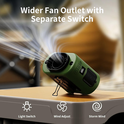 Socool 10000mAh Portable Waist Fan Clip on Wearable Belt Personal Fan Rechargeable Battery operated With 5 Speeds & Flashlight Neck Hands-Free 40H Cooling For Outdoor Camping Travel (Black)