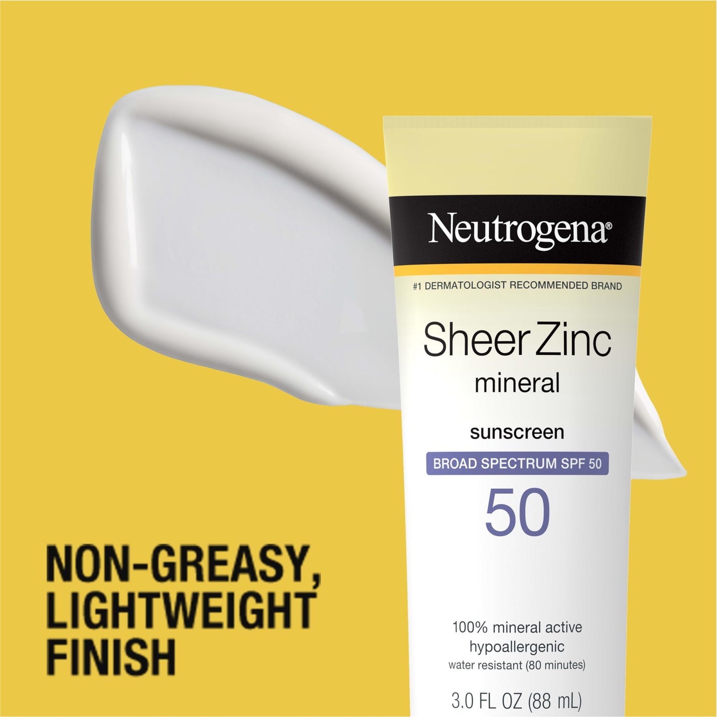 Neutrogena Sheer Zinc Oxide Dry-Touch Face Sunscreen with Broad Spectrum SPF 50, Oil-Free, Non-Comedogenic & Non-Greasy Mineral Sunscreen, 2 fl. oz
