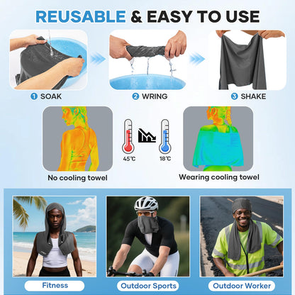 Cooling Rags for Neck: UPF50 Cooling Hoodie Towel with Case 2 Packs | Quick Dry, Chemical-free, Breathable, Soft, Portable, Cooling Towels for Face Hot Weather Workout Baseball Softball Sport