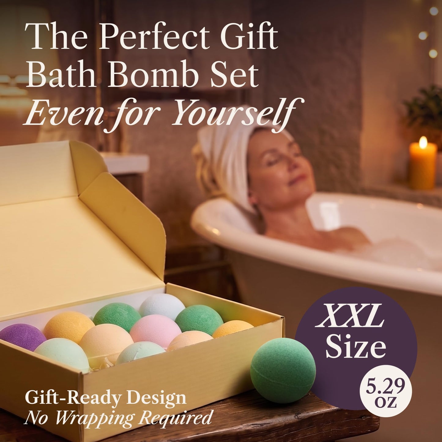 XXXL Bath Bombs for Women Gift Set, 7 Pack, Spa Scents, Adelegourdain | 7 Scents - Arrives in Gift Box - XXXL (200g) - Long-lasting Fizz & Scent - Non-Staining - For Birthdays, Mothersday and More
