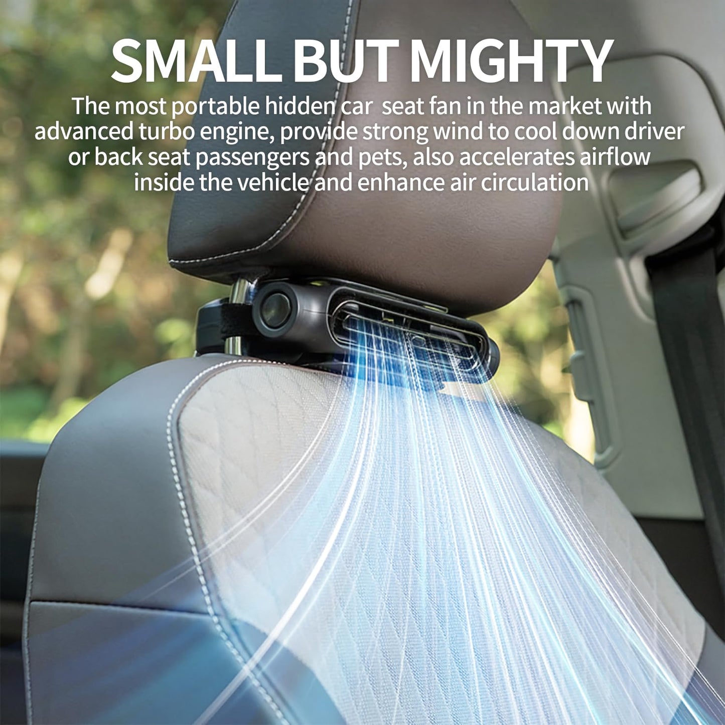 Car Seat Fan for Driver & Backseat - 2026 Upgraded Mini Portable USB Back Cooling Fan Kids Baby Quiet headrest Neck Fan Accessories with 3 Adjustable Wind Speeds for Almost Vehicle Jeep Van RV Truck