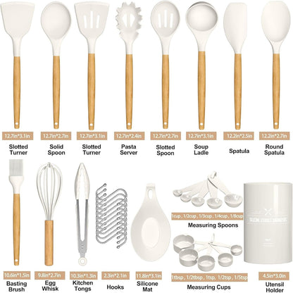 Durable Steel Kitchen Cooking Utensils Set, 33 pcs Non-stick Silicone Cooking Kitchen Utensils Spatula Set with Holder, Wooden Hand... - Heavy Duty Stainless Steel Kitchen Shears Detail