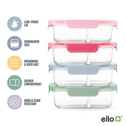 Whimsical Doughnut 8pc 3.4 Cup Divided Glass Meal Prep Set - Deliciously Soft Cupcake Sensory Glob Detail