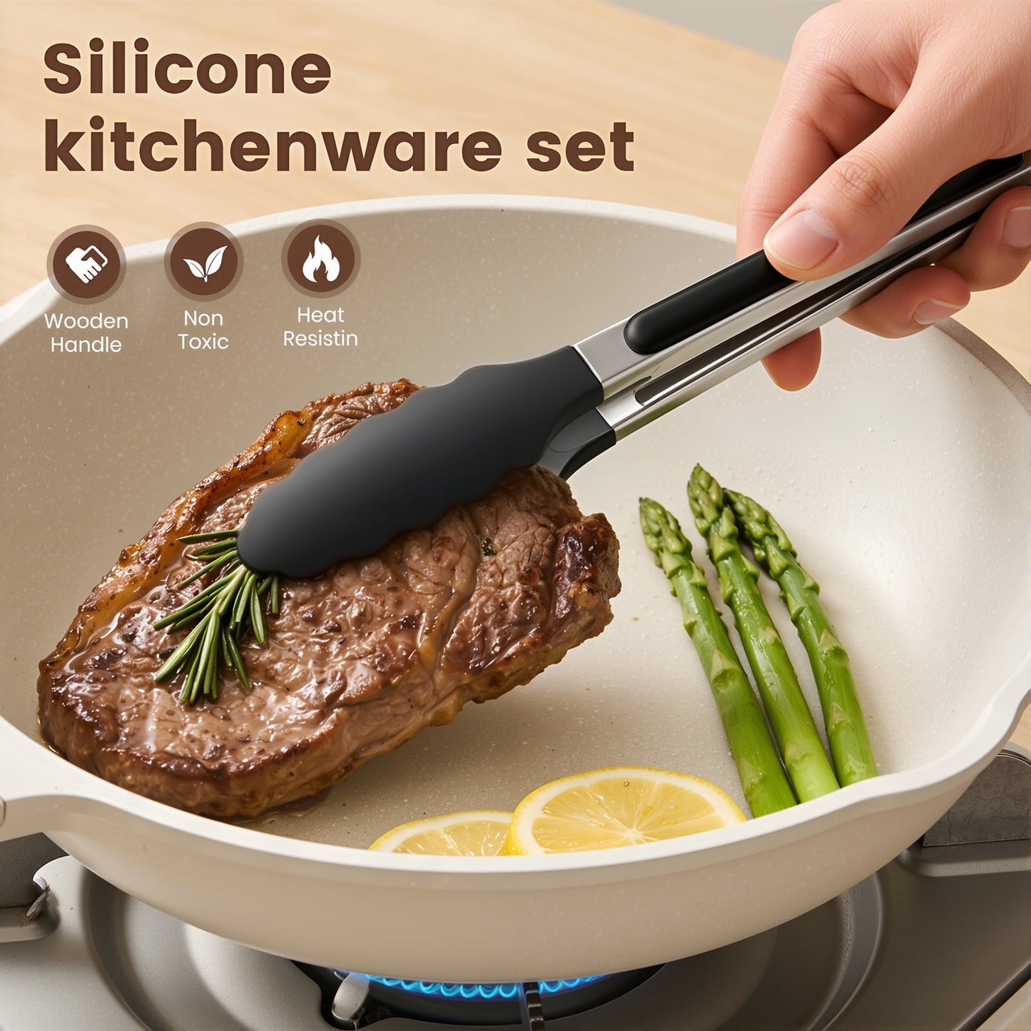 Seamless One-Piece Silicone Cooking Utensils Set with Holder, 44 PCS Kitchen Utensils Set, Silicone Kitchen Gadgets Spatulas Set for Non... - Durable Turner & Ladle Utensil Set for Home Chefs Detail