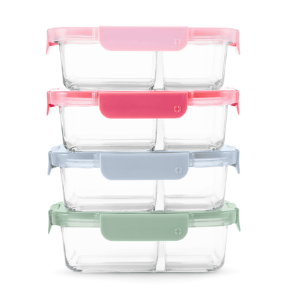 Whimsical Doughnut 8pc 3.4 Cup Divided Glass Meal Prep Set - Deliciously Soft Cupcake Sensory Glob Detail