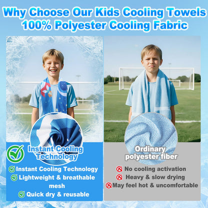 BobbleT 4 Pack Kids Cooling Towels, 30" x 9", Mini Cooling Towels for Neck and Face, Soft Breathable Cooling Neck Wraps for Girls, Ideal for Sports, School, Summer Camp & Outdoor Use