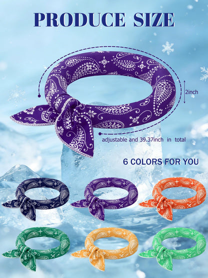 Coume 6 Pack Cooling Neck Wraps Neck Cooler Ice Bandanas Scarf for Hot Weather Summer Ultra Running Walking Riding Women Men