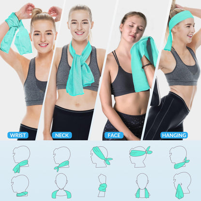 4 Pack Cooling Towels for Neck and Face(40"x12"), Cooling Neck Wraps, Ice Towel for Hot Weather, Soft Breathable Gym Towel, Cool Towel for Workout, Camping, Yoga, Sport, Running
