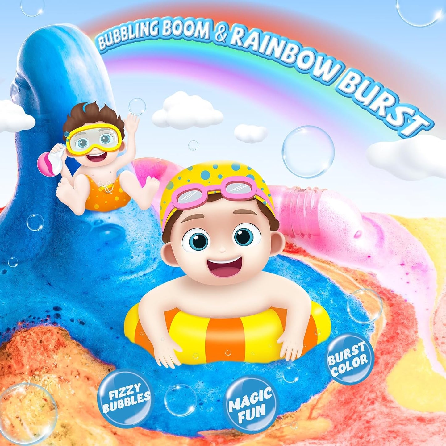 Kids Bath Bomb Potions, 6 Pack Non-Toxic Fizzy Bubble Bath Explosions, Colorful Burst Bath Potions for Kids, Scientific & Magical Bath Time Buddy, Fun & Educational Bubble Bath