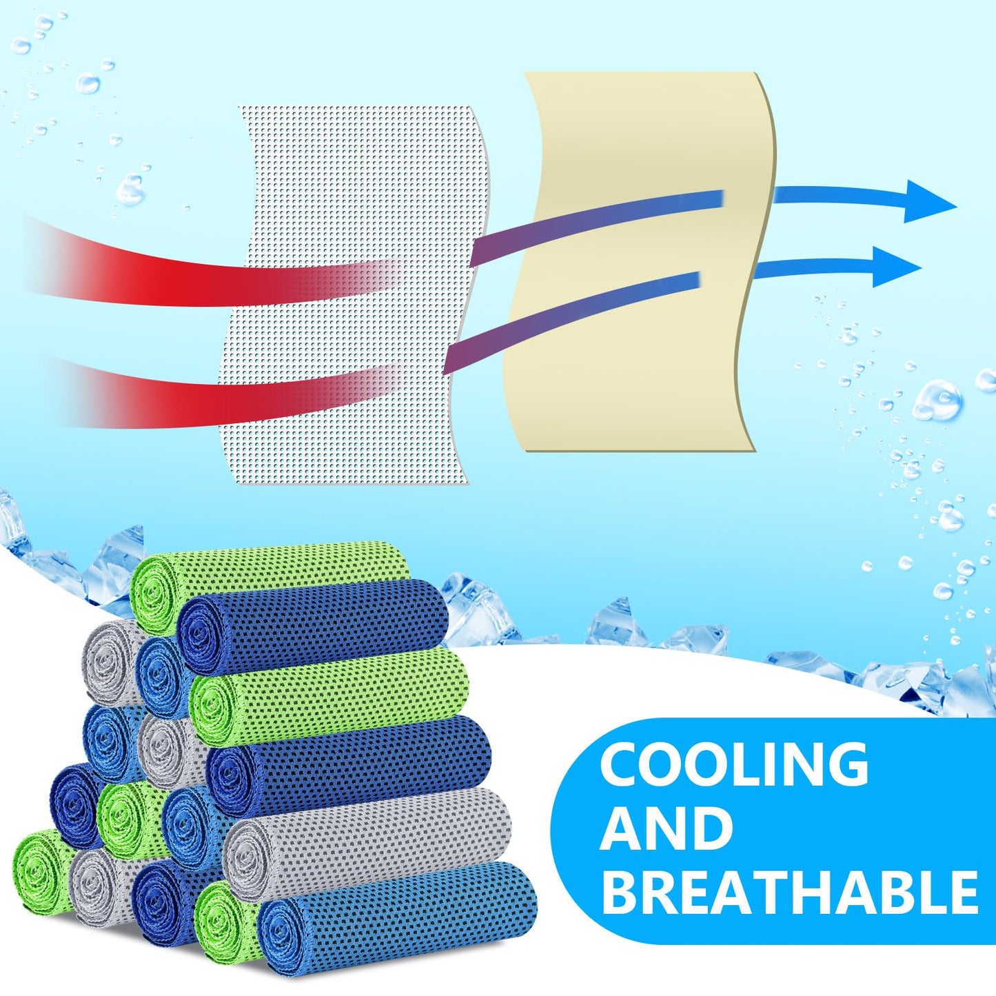 Shellwei 100 Pcs Cooling Towels Bulk 32 x 12 Inch Ice Towel Bulk Cooling Rag for Face and Neck Soft Breathable Microfiber Cloth Chilly Quick Cold for Gym Sport Golf Running Stay Cold (Multicolor)
