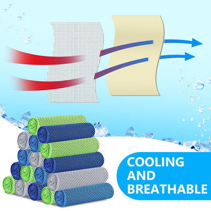 Shellwei 100 Pcs Cooling Towels Bulk 32 x 12 Inch Ice Towel Bulk Cooling Rag for Face and Neck Soft Breathable Microfiber Cloth Chilly Quick Cold for Gym Sport Golf Running Stay Cold (Multicolor)