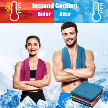 Peryiter 20 Pack Cooling Towels with Silicone Carry Cases Cooling Towels Bulk for Neck and Face Hot Weather Ice Towel Quick Drying Sweat for Sports Yoga Gym Running Fitness 10 Colors 35 x 12 Inches