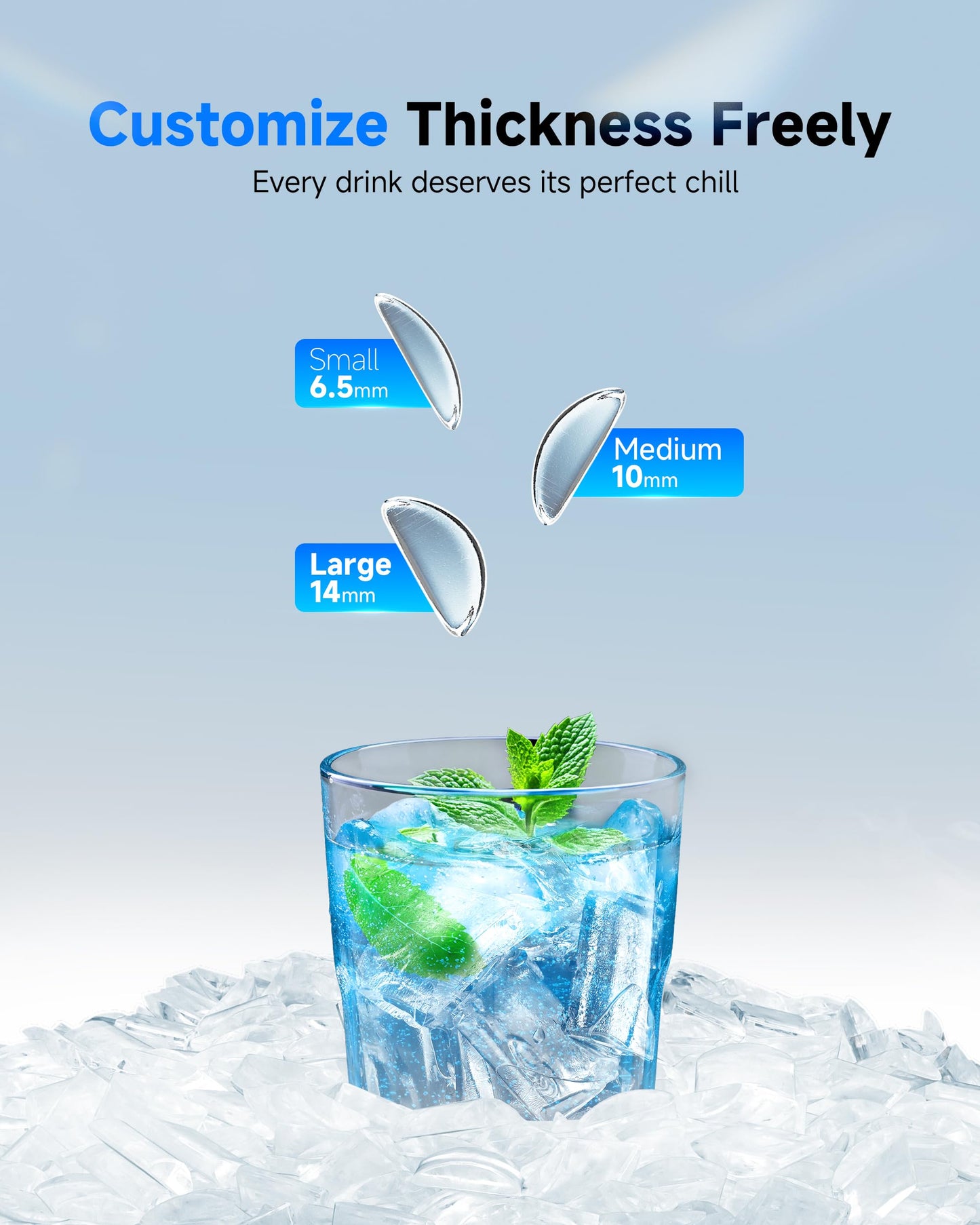 Crescent Ice Maker Countertop, 35Lbs/24H, Clear Ice Maker with Self-Cleaning & Timer, 16 Crystal-Clear Ice in 12 Mins, Countertop Ice Makers for Home, Office or Party