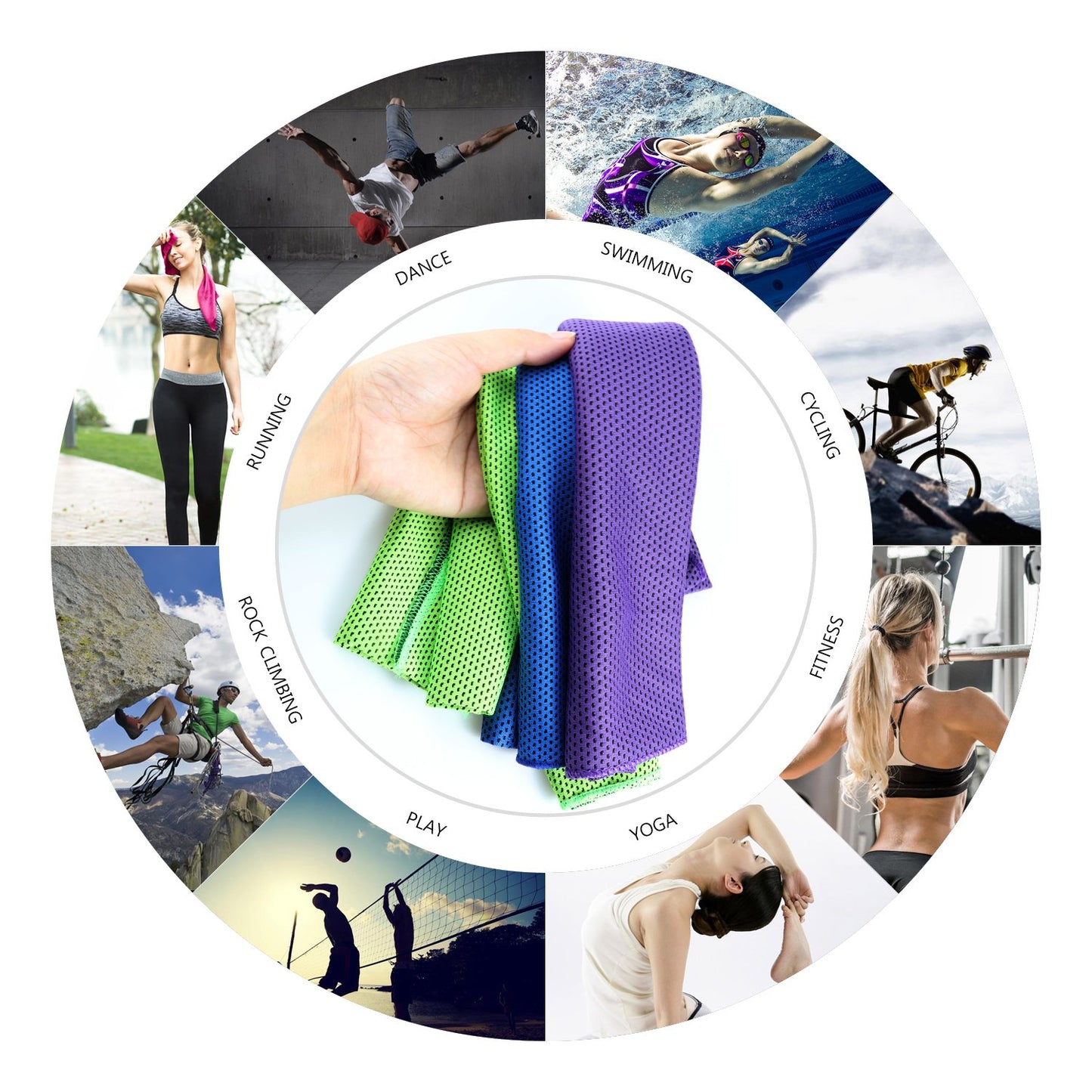 Cooling Towels (40"x 12", Pack of 30) for Neck and Face, Cold Towel for Hot Weather, Sports, Workout, Fitness, Gym, Yoga, Golf, Pilates, Travel, Camping & More