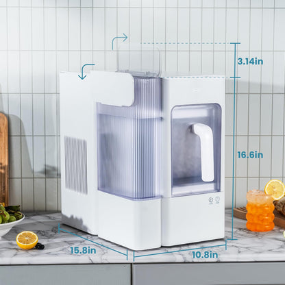 Gevi Adella Nugget Ice Maker 40lbs/Day,Countertop Pellet Ice Machine,Large Gallon Side Water Tank&Self-Cleaning,Pellet Ice Machine with Scoop&Basket for Home/Kitchen/Office