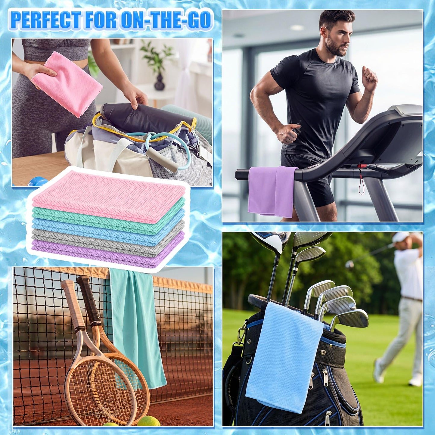 Shellwei 50 Pcs Cooling Towel 40 x 12 Inch Microfiber Workout Towels Breathable Chilly Towel Ice Cool Cold Towels Bulk Fast Drying Absorbent Sweat Rag for Neck Yoga Sports Golf Gym