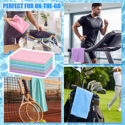 Shellwei 50 Pcs Cooling Towel 40 x 12 Inch Microfiber Workout Towels Breathable Chilly Towel Ice Cool Cold Towels Bulk Fast Drying Absorbent Sweat Rag for Neck Yoga Sports Golf Gym