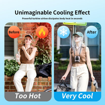 Socool 10000mAh Portable Waist Fan Clip on Wearable Belt Personal Fan Rechargeable Battery operated With 5 Speeds & Flashlight Neck Hands-Free 40H Cooling For Outdoor Camping Travel (Black)