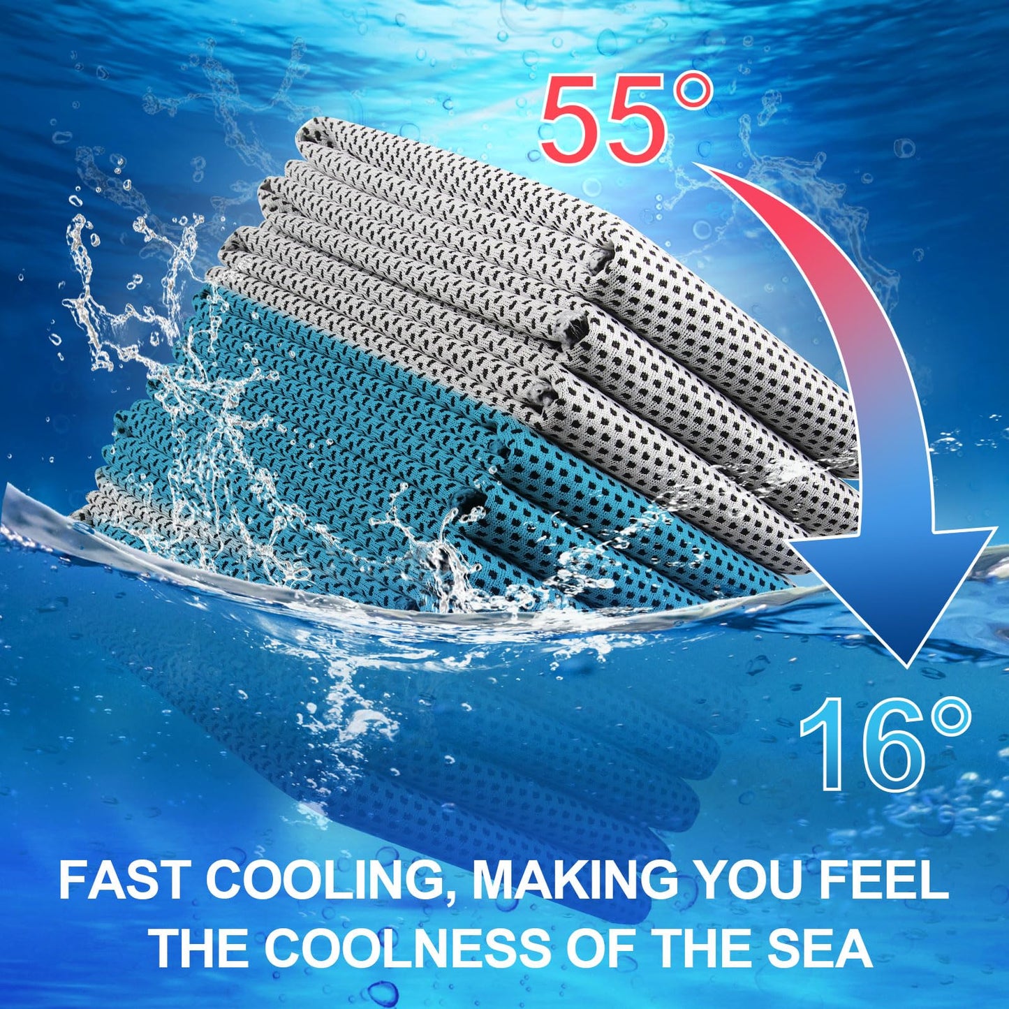 Shellwei 50 Pcs Cooling Towel 40 x 12 Inch Microfiber Workout Towels Breathable Chilly Towel Ice Cool Cold Towels Bulk Fast Drying Absorbent Sweat Rag for Neck Yoga Sports Golf Gym