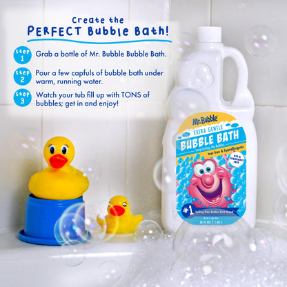 Mr. Bubble Extra Gentle Bubble Bath - Hypoallergenic, Tear Free Bubble Bath Solution Perfect for Sensitive Skin (Pack of 2 Bottles, 16 fl oz Each)