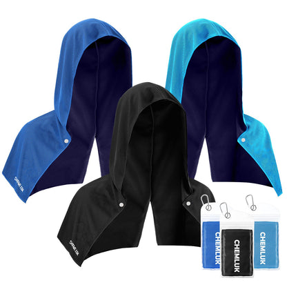 Cooling Rags for Neck: UPF50 Cooling Hoodie Towel with Case 2 Packs | Quick Dry, Chemical-free, Breathable, Soft, Portable, Cooling Towels for Face Hot Weather Workout Baseball Softball Sport
