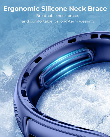 Portable Neck Fan, 4 Turbo Bladeless Neck Fan, 4000 mAh Battery Operated USB Rechargeable Personal Fan, 360° Cooling Hands Free Fan, 3 Speeds, LED Display, Wearable Fan for Office Travel Gifts