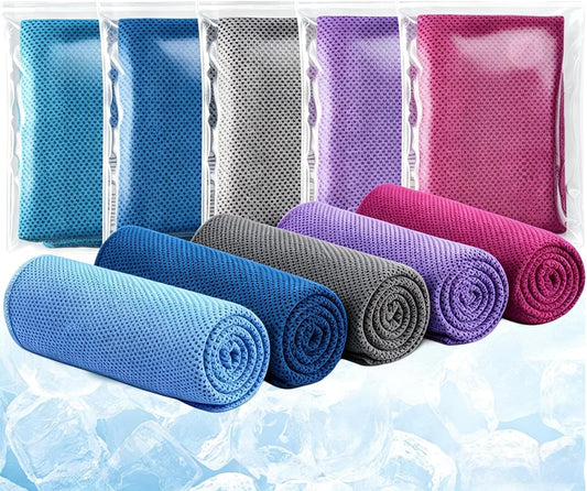 5 Pack Cooling Towel 31"x11", Microfiber Gym Towels for Men and Women，Soft Breathable Chilly Towe for Yoga, Running, Workout,Gym, Camping, Fitness, Workout