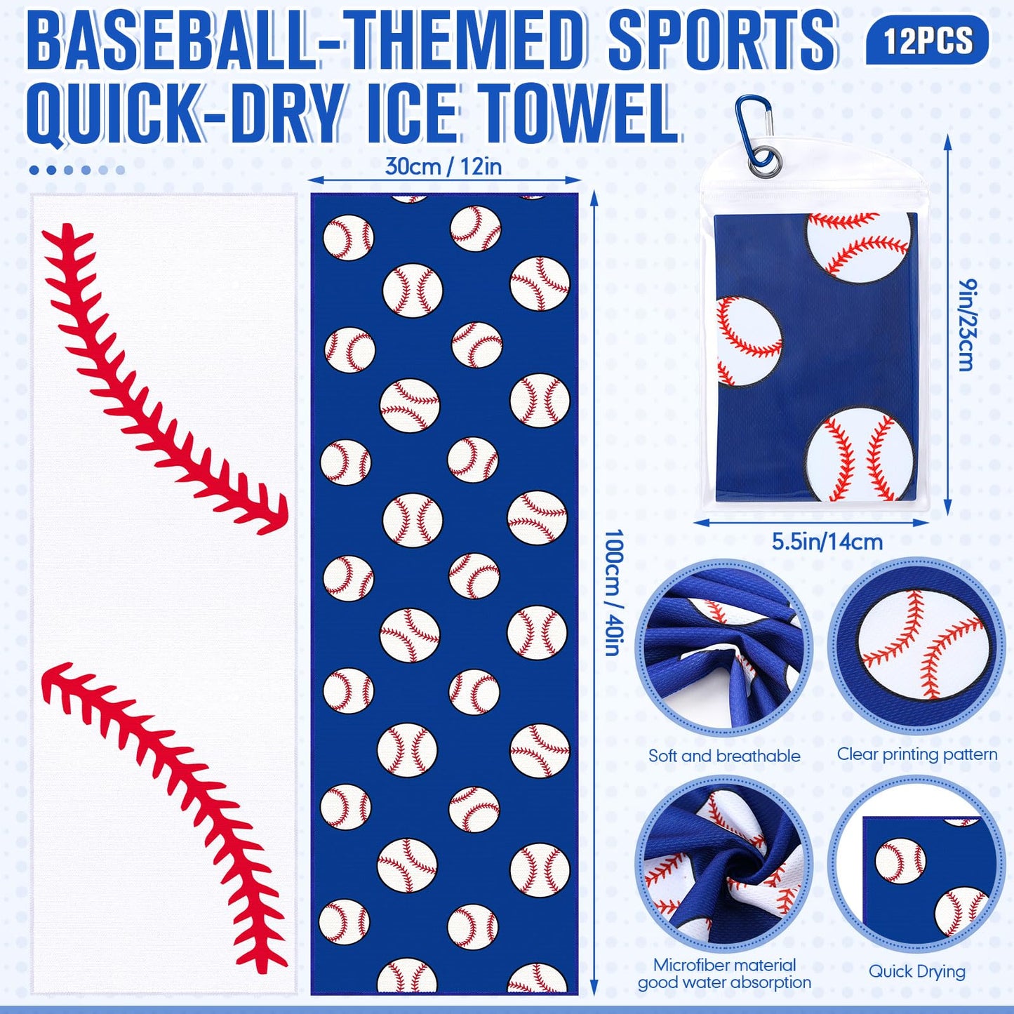 Mindsoft 12 Set Softball Cooling Towels for Sports Team Gifts with Carrying Pouch 30 x 9 Inch Softball Towels Bulk Microfiber Ice Cooling Rags for Birthday Party Favors Swag Bag Stuffers
