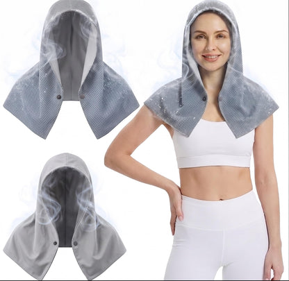 Upgraded PVA Cooling Hoodie Towels -UPF 50+ Sun Proteciton Instant Cooling Towel for Neck & Face,Sweat-Absorbent Ice Towel for Hot Weather, Sports, Camping, Cycling & Outdoor Activities (Blue)
